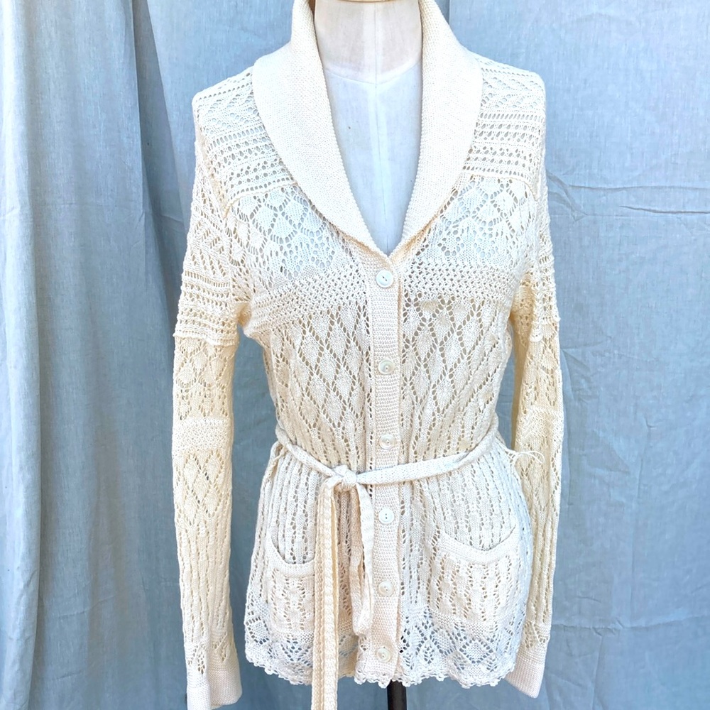 Ralph Lauren Rugby 30’s style Vtg pointelle knit sweater L